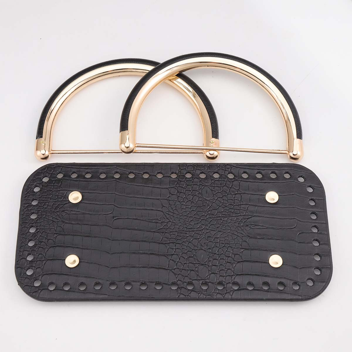 TEMU Ensemble de 3 pièces pour sacs au crochet : Base de sac en PU à motif crocodile, accessoires de D et poignées en PU. Parfait pour les débutants