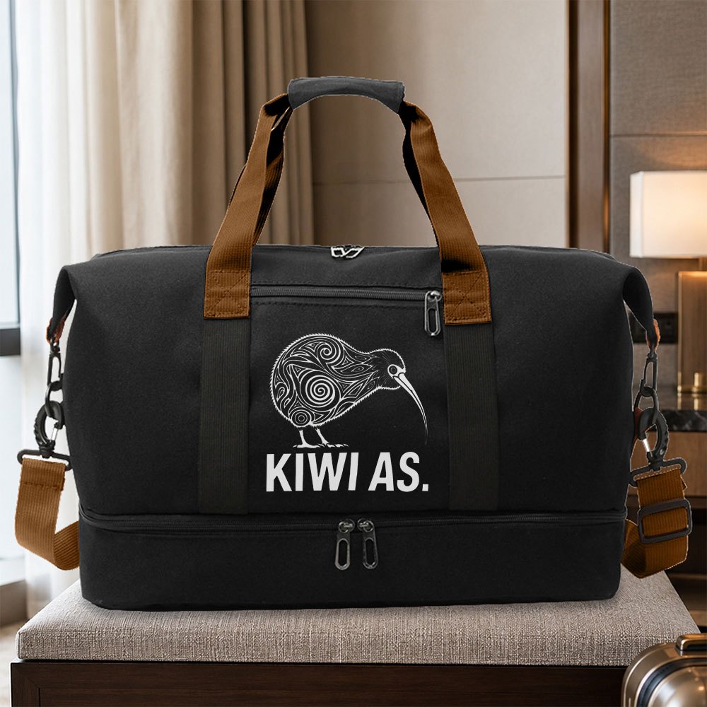 TEMU Men's Maori Totem Kiwi Tote Bag - Large Capacity Suitable For Travel & Daily Commute, Maori Tribal Design Handbag With Bottom Pocket,