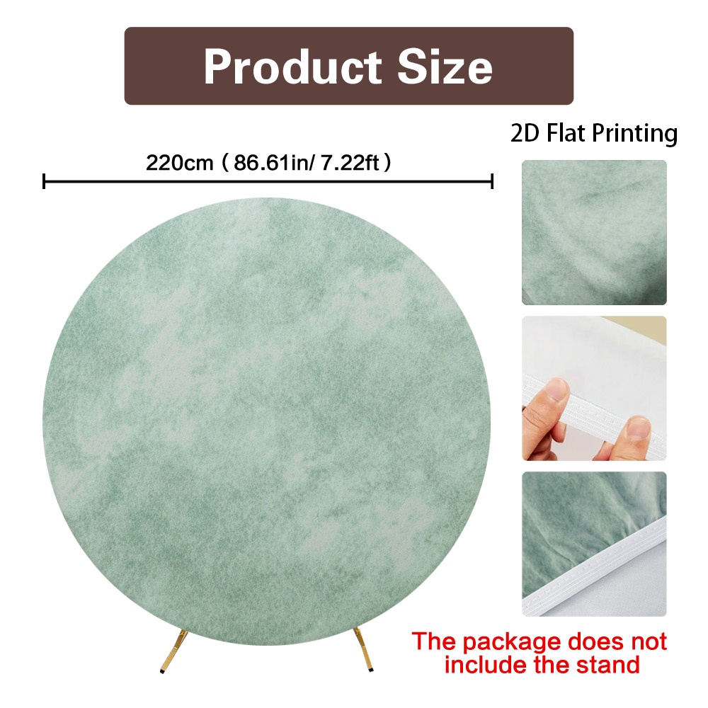 TEMU 2d Flat, 1pc, 2d Flat Soft Sage Marble Design Round Elastic Backdrop Banner,, Ideal For Garden Weddings, Birthday Celebrations, Graduation