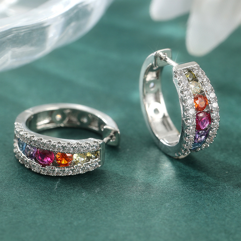 Women's Elegant Synthetic Colored Cubic Zirconia Round Earrings