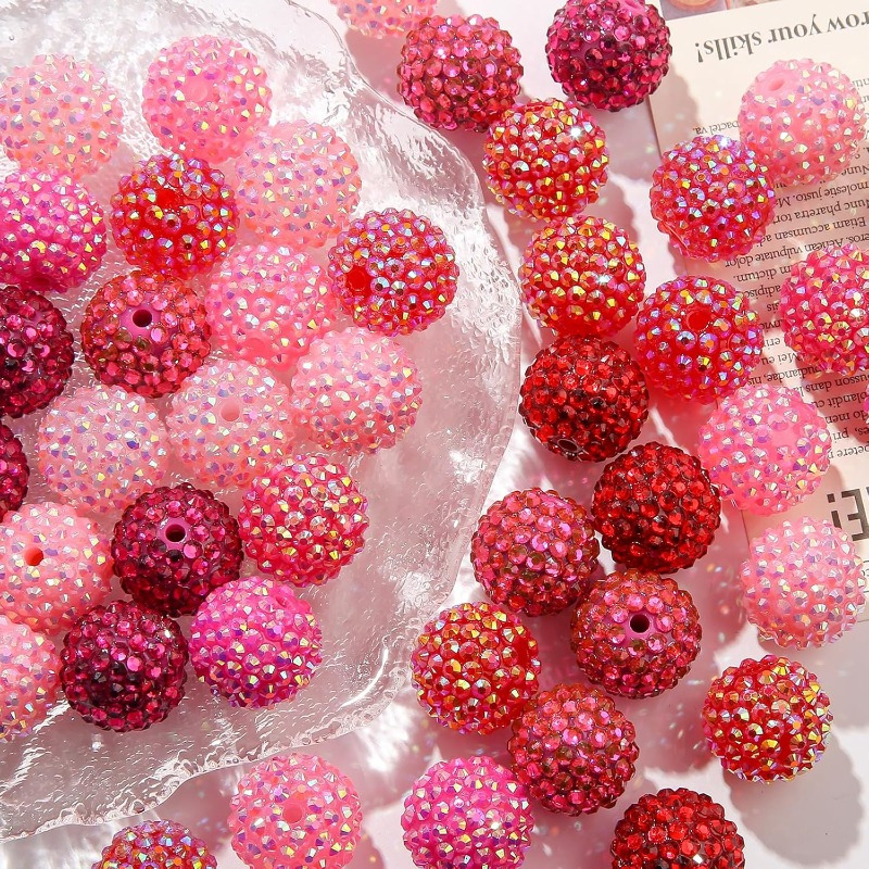 

Valentine's Day Sparkle: 10/20pcs Disco Ball Beads, 20mm Acrylic Large For , Necklaces & Crafts