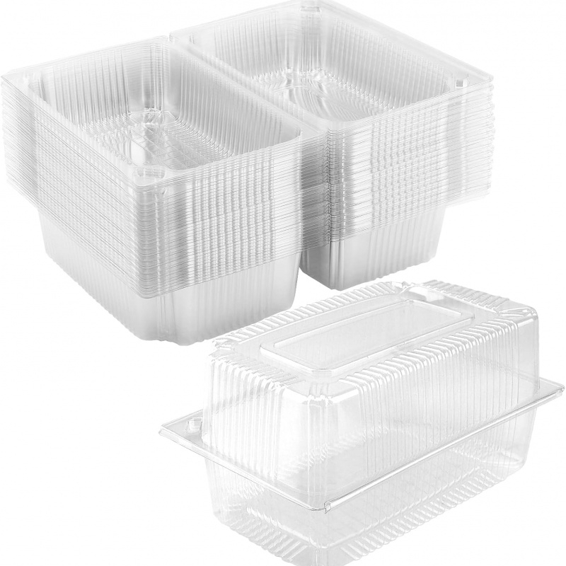 50pcs, Square Transparent Plastic Cake Boxes, Snack Containers With Lids, Stackable And Portable Storage, Suitable For Cakes And Desserts, Salads And Sandwiches, Fruits, Takeout