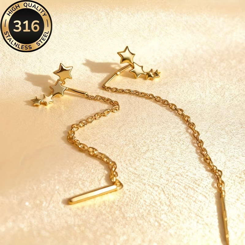 E-shop Hypoallergene 316 Edelstahl Ohrringe, Damen Mode Ohrringe, Stern Quasten Ohrringe, Ohrringe für Party, Weihnachten, Valentinstag,