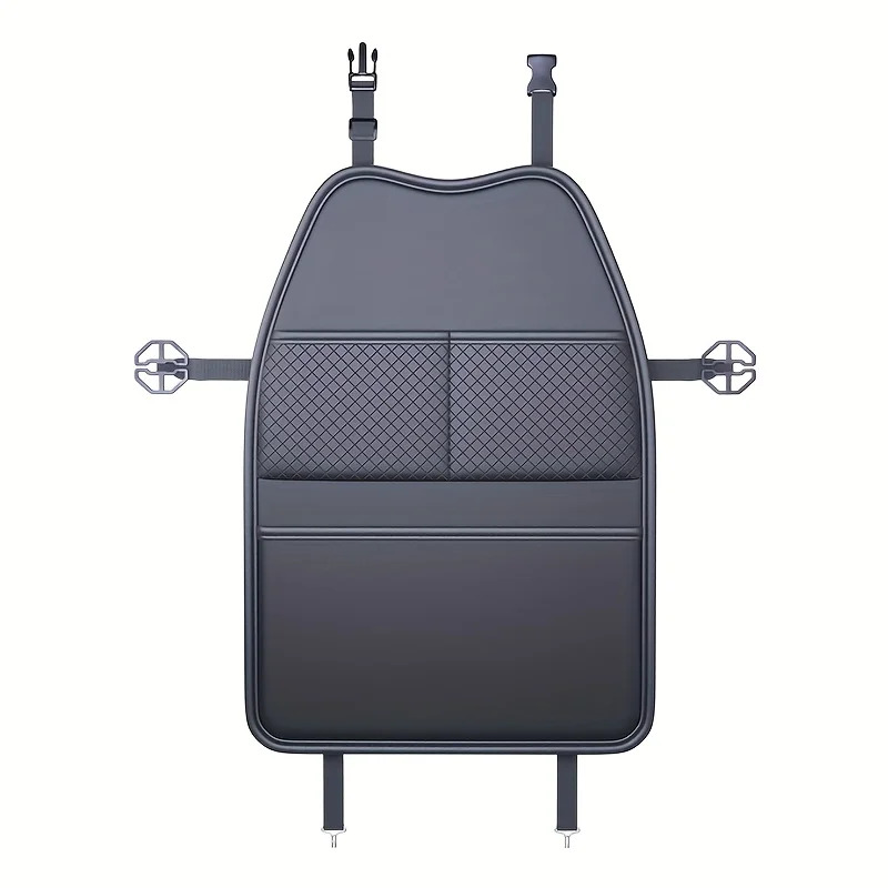 Image of New Car Seat Protection Cover Car Seat Kick Proof Pad With Pockets Pu Auto Seat Back Storage Bag Multi-functional Tablet Holder