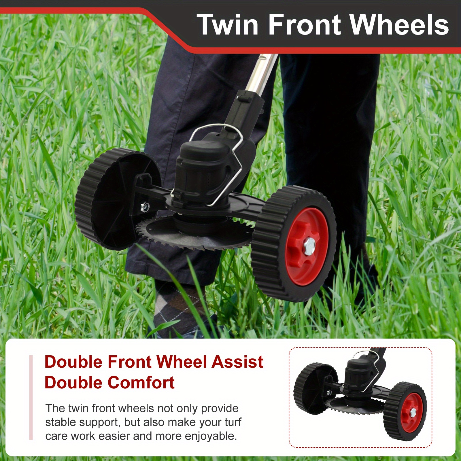 powerful 24v cordless electric eater 4 in 1 with lawn trimmer wheel edger mini mower and brush cutter functions with multiple blades and string trimmer for lawns yards and gardens details 6