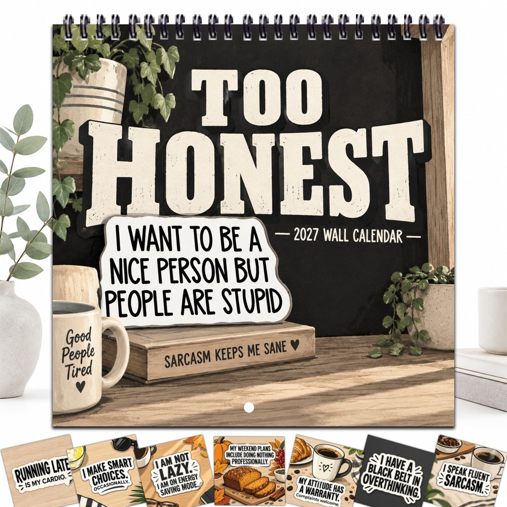 TEMU 1pc 2027 Wall Calendar, Funny Wall Calendar 2027 Monthly Planner 12 Months Yearly Organizer Habit Twin Wire Spiral Binding Christmas New Year