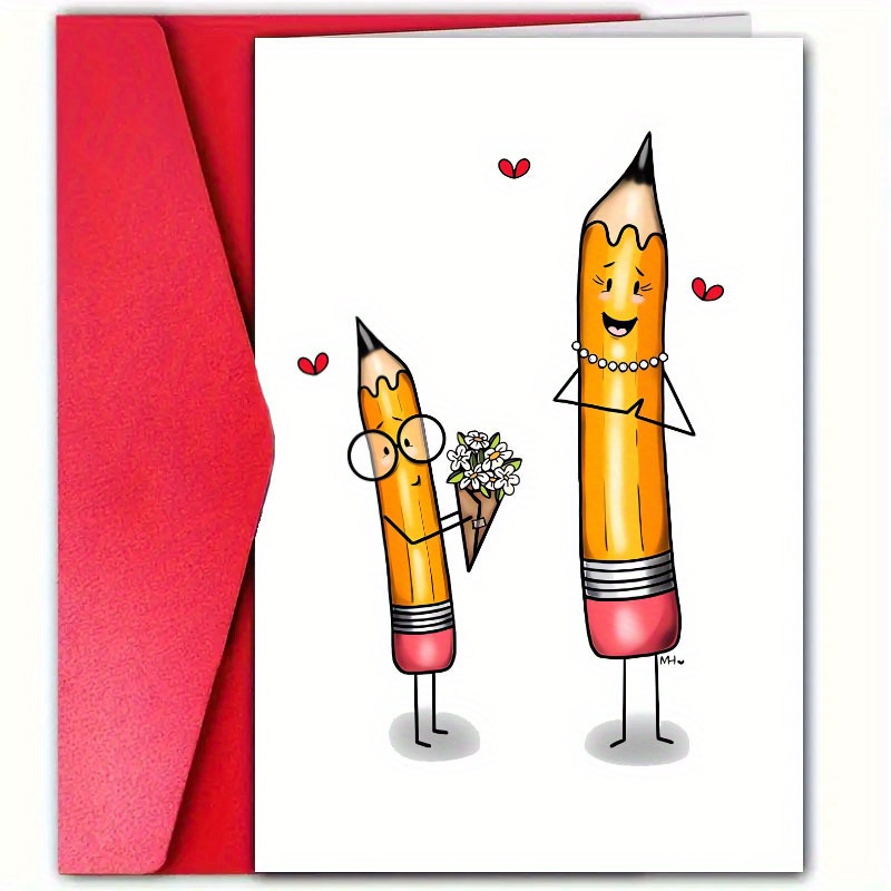 TEMU 1pc, "thank You, Teacher - Cute Pencil Style" Thank You Card With Envelope, Expressing The Deepest Gratitude To , Teachers, , And From Students