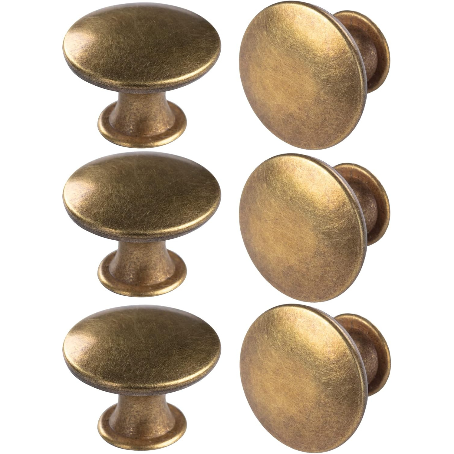 TEMU 6pcs Brass Round Antique Brass Kitchen Cabinet Knobs Cabinet Door Handles Drawer Pulls Dresser Knobs With 7 Screws For Bathroom Drawer Door