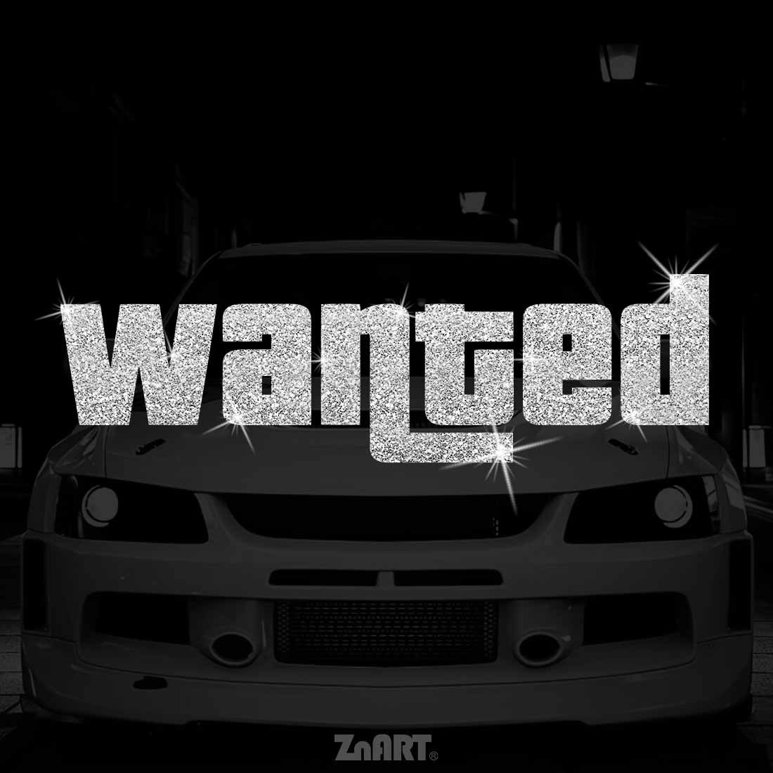 Image of [shining Silver/ Purple] 1pc "wanted" Creative Glittery Vinyl Sticker, Decal For Car, Truck, Motorcycle, Notebook, Window Glass, Laptop, Hides Scratches, To Paste & Remove, No Residue