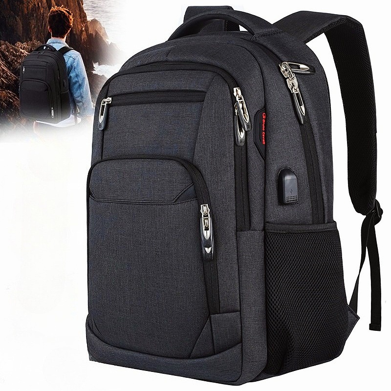 Image of Travel Backpack - 15.6 Inches Large Capacity With Compartments - Breathable Thick Padded Shoulder Straps - Luggage Strap Design, Suitable For Commuting And Business Travel