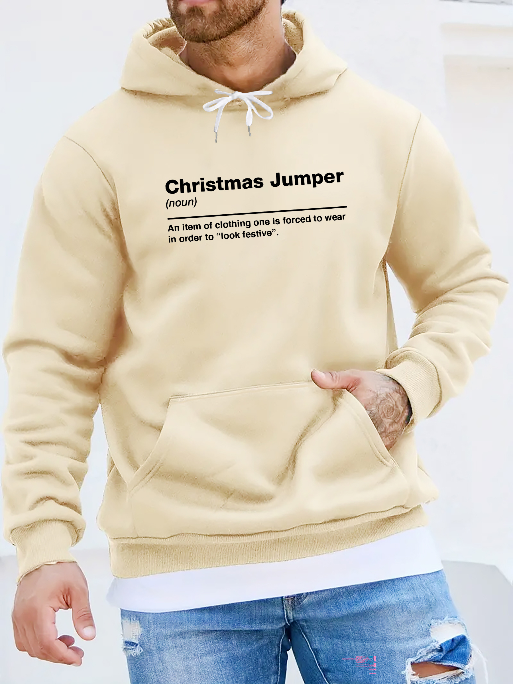 mens casual christmas jumper hoodie 100 polyester knit Temu