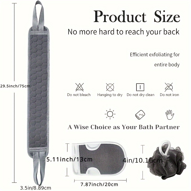 5pcs Exfoliating Mud-Free Back Scrubber and Bath Set
