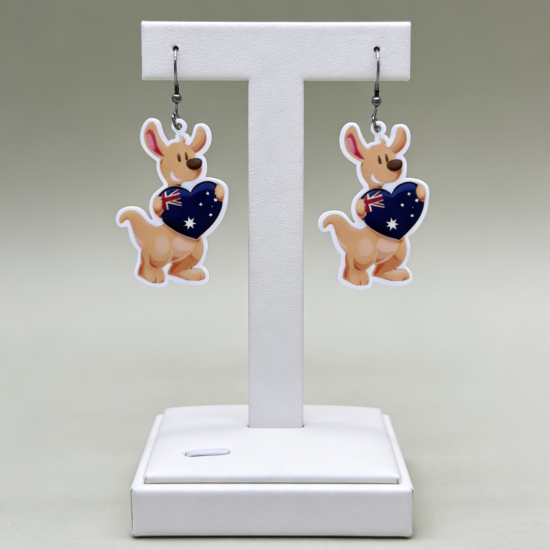 TEMU 2d Flat, 1 Pair Of 2d Cute Kangaroo-shaped Acrylic Earrings, Australian Element Animal Pendant Earrings, Fun And Unique Earrings