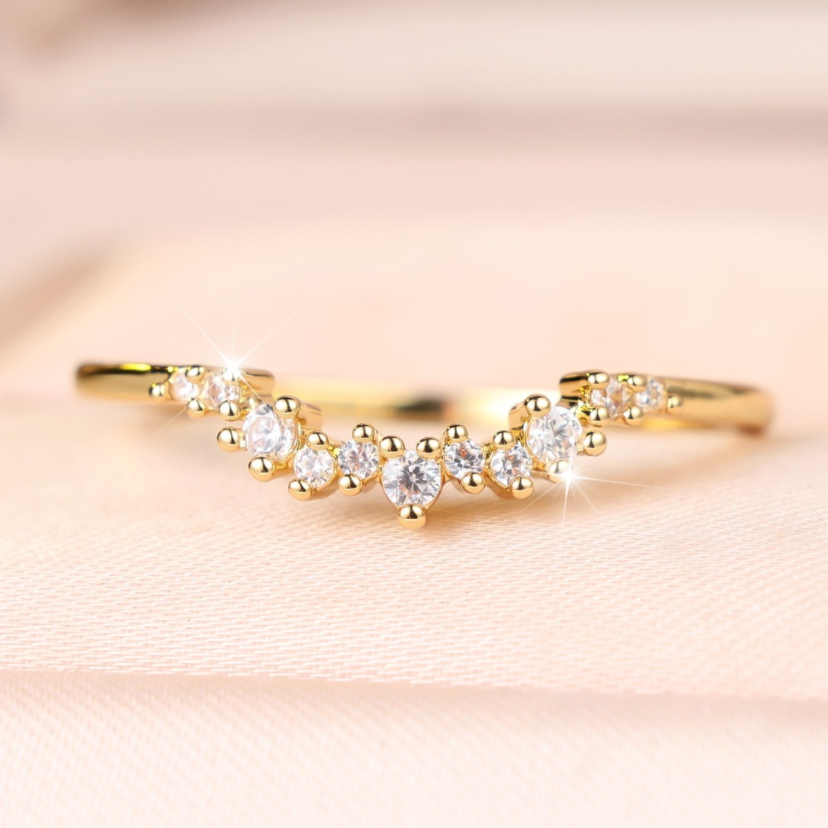 Men's Wavy Stackable Ring with Synthetic Cubic Zirconia