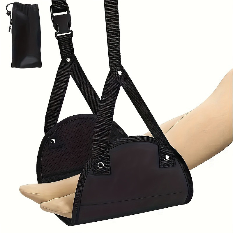 Image of Traveler's , Portable Adjustable Airplane Footstool With Hammock Design For And Preventing Swelling And Soreness - Perfect For Home, Office, And Travel