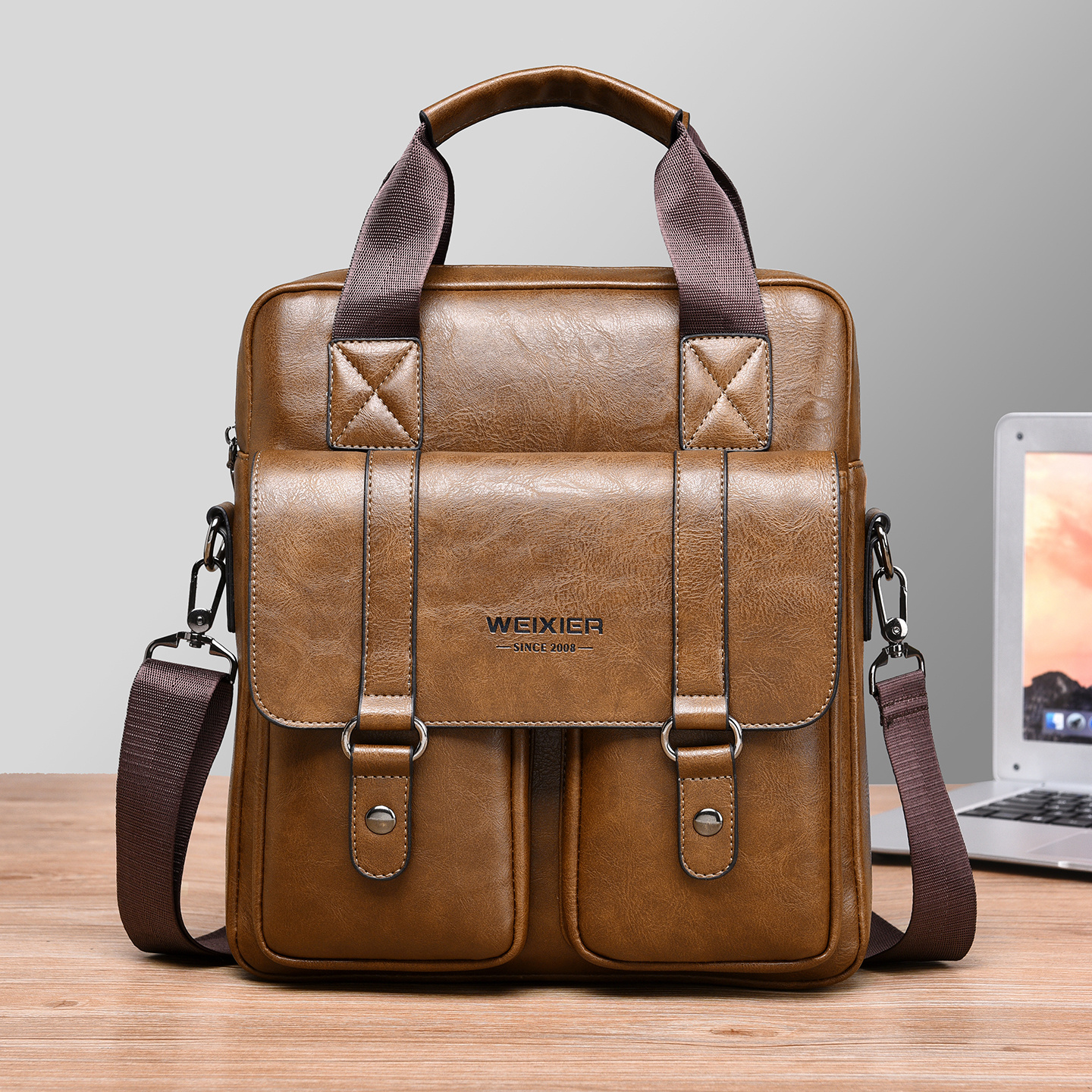 TEMU 's Handbag With A Vintage , Featuring A Large Capacity With Multiple Compartments, Lightweight And Portable With An Adjustable Shoulder Strap,