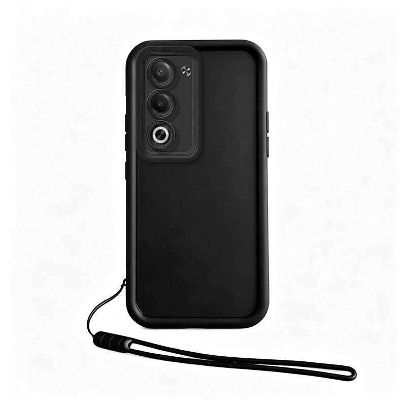 TEMU Phone Case - For Oppo A5 5g Phone Case Eye Ladder Shell Black And White With Wrist Strap Easy Solid Color Matte Skin-friendly Lens Protection