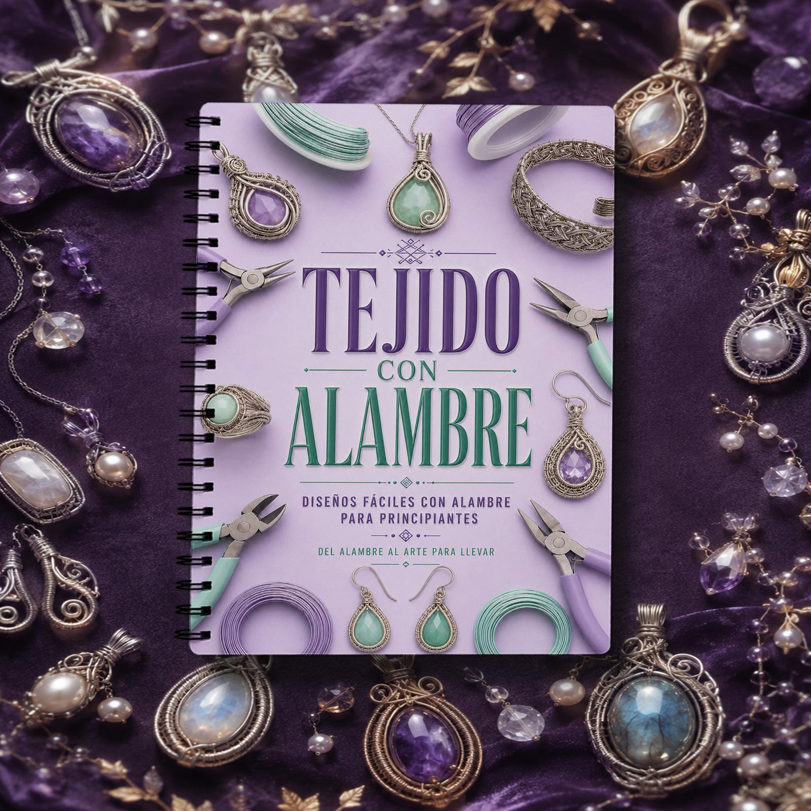 TEMU Cuaderno de joyería envuelta en alambre versión en español, patrones de tejido de alambre para principiantes, diseños de collar con colgante,