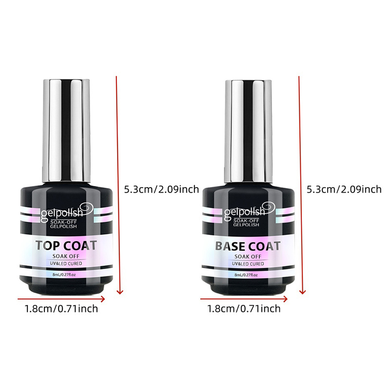 Image of Gelpoiish & Base Coat Gel Polish Set - Soak Off Led Lamp , Long Lasting Shine Finish, For / Nail Art Manicure - Professional Gel Nail Care For Women (compatible With - Lamp)