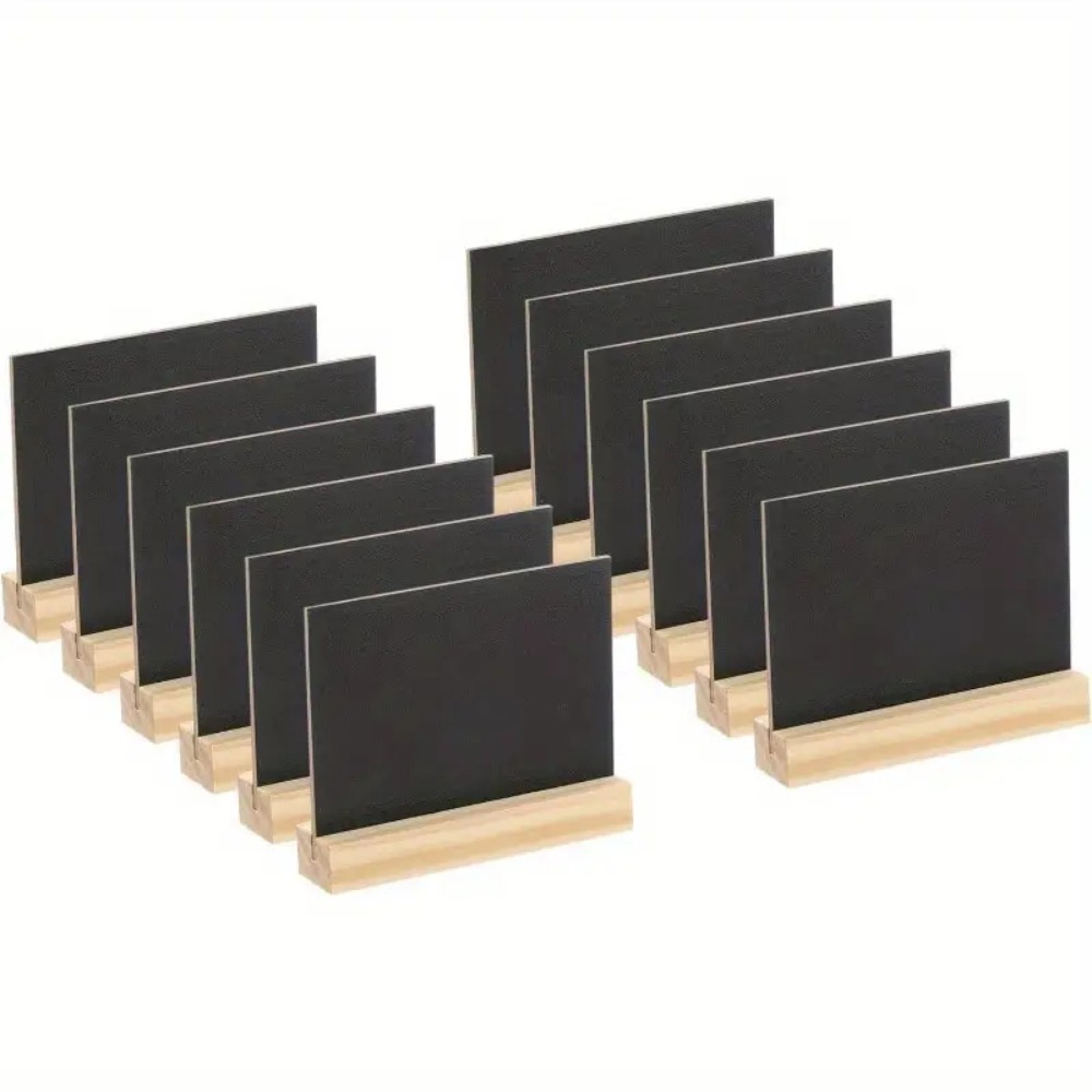 TEMU 12pcs Mini Wooden With Stands - Double-sided Wooden Suitable For Food Labels, Party Decorations, Wedding Table Numbers, Event Chalkboard