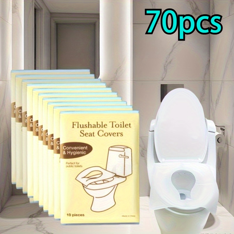 TEMU 70pcs Disposable Toilet Seats Disposable Paper Seats, Toilet Seats Travel Travel Commuter Hotel Toilet Seats Easy To Carry
