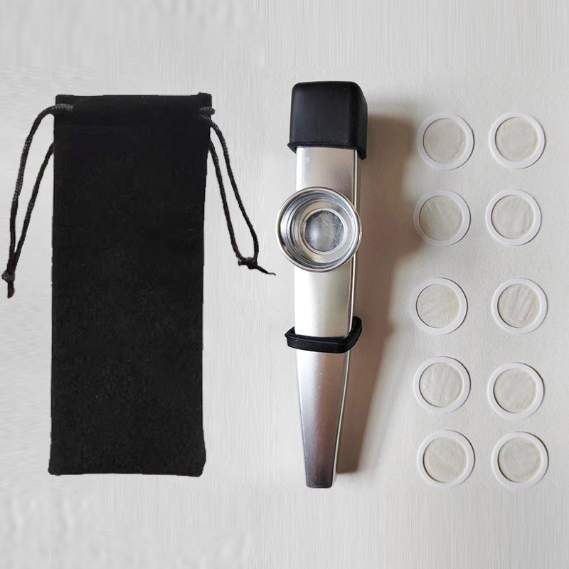 TEMU Instrumento de Aluminio Kazoo Multicolor con Cordón y para Polvo, Bolsa de Almacenamiento de Película