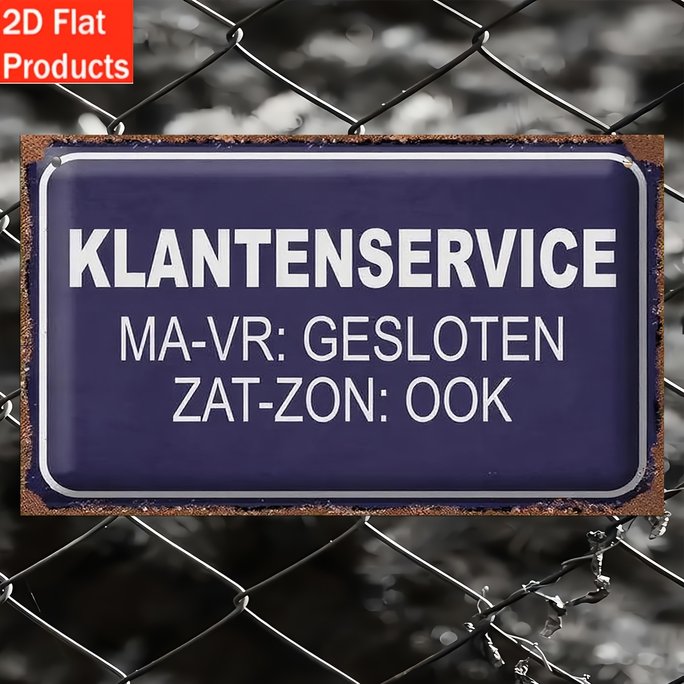 TEMU 2d Flat, 1pc Vintage Dutch "customer Service" Sign - Artificial Suitable For Home, Office, Bar & Cafe Decor, Retro Dutch Language Plaque,