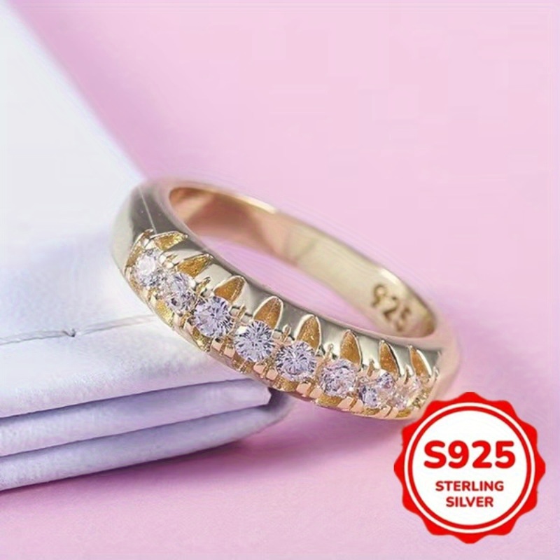 TEMU 925 Sterling Silver Silver Ring With Shiny 3a Zirconia - Elegant Single , Perfect For Engagement Or Wedding Gifts, Daily Wear And Special