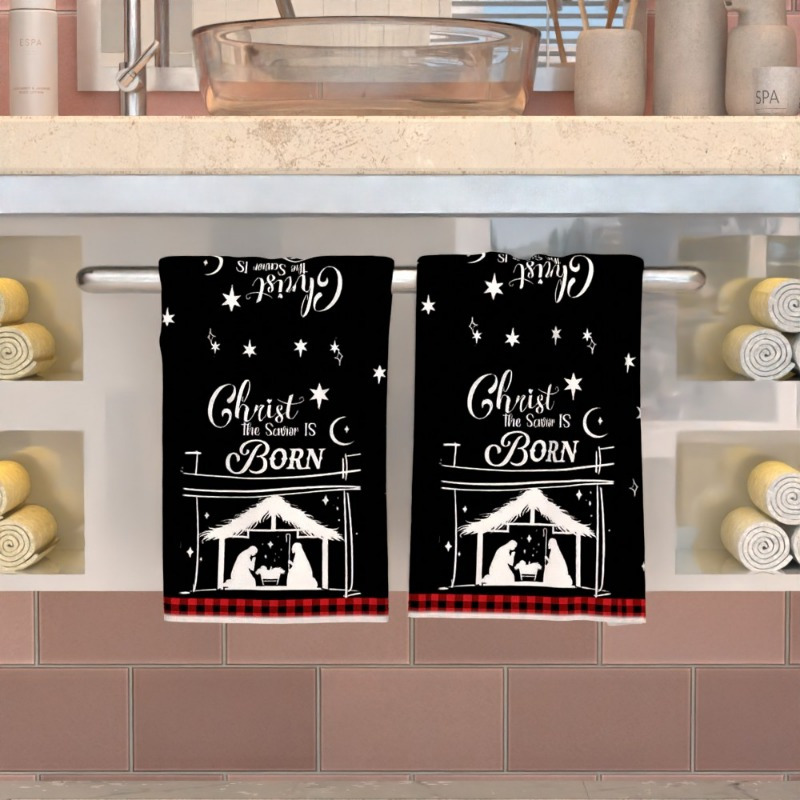 2pcs 45.72*66.04 cm christmas-themed towels in a country style - great for use   towels, bathroom towels, or guest towels - a festive decoration for the home, featuring a rustic farmhouse design,   christmas presents and seasonal  , cozy and  . details 2