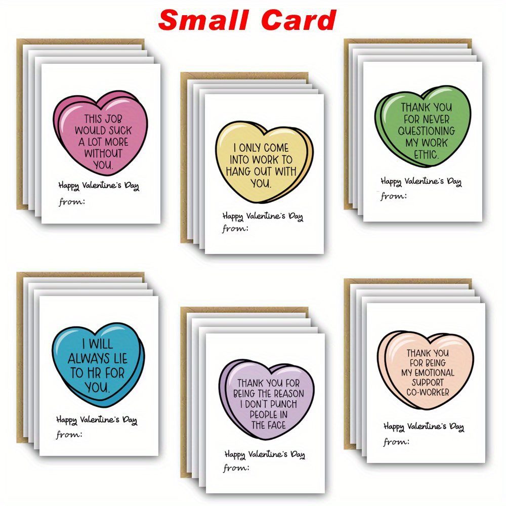 

24pcs Humorous Coworker Valentine's Day Cards With Envelopes - "love You" & Anniversary Greetings, Heart Illustrations, Lovers & Girlfriend, Includes 24 Envelopes