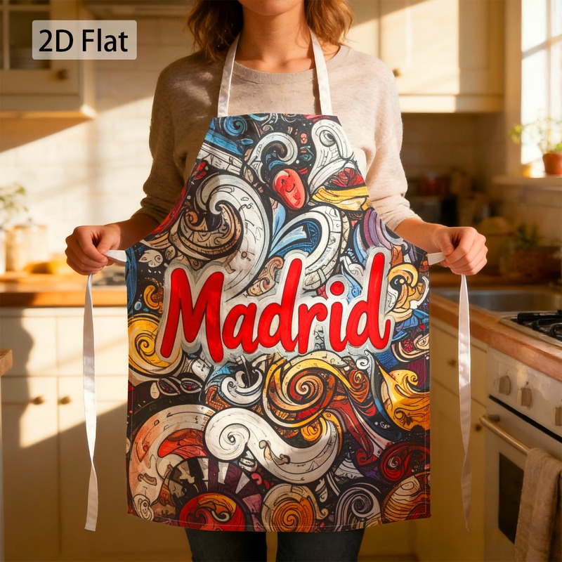 TEMU Delantal de chef 2D de 1 pieza con de en de vacaciones , España, estampado , artístico y , 27 x 22 pulgadas (68 x 55 cm), unisex, divertido para