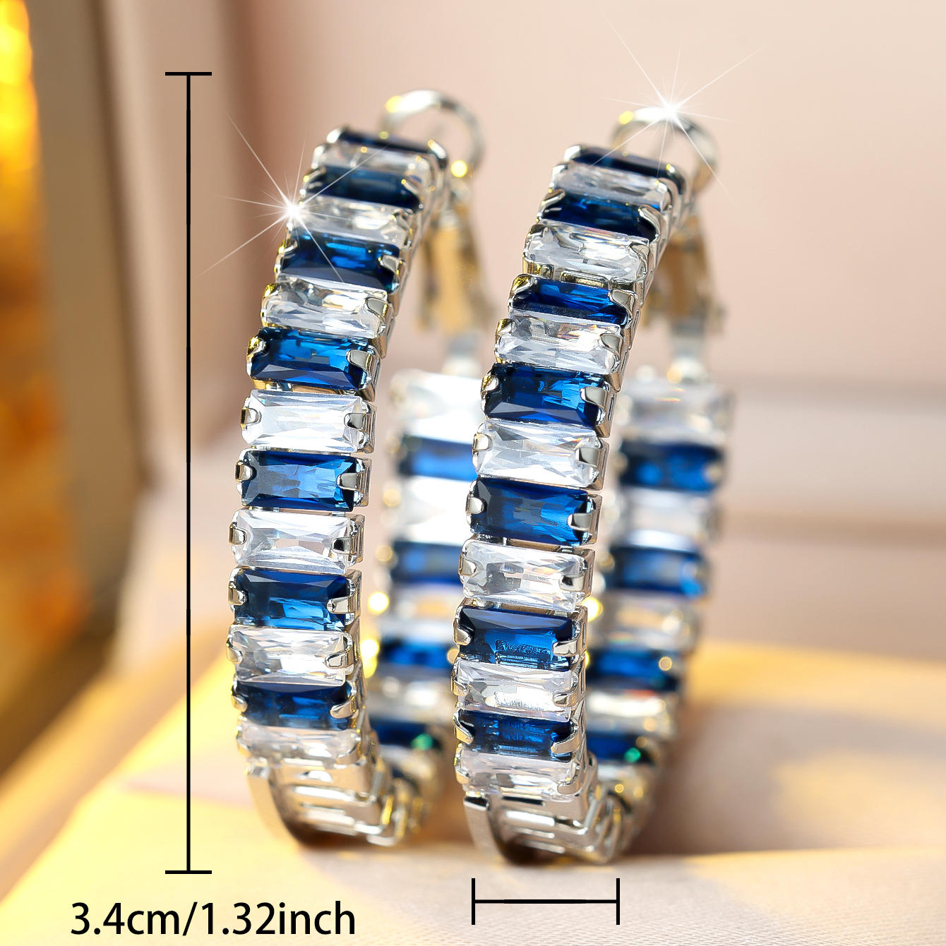 Girls' Two-Tone Ring-Shaped Earrings with Colorful Zirconia