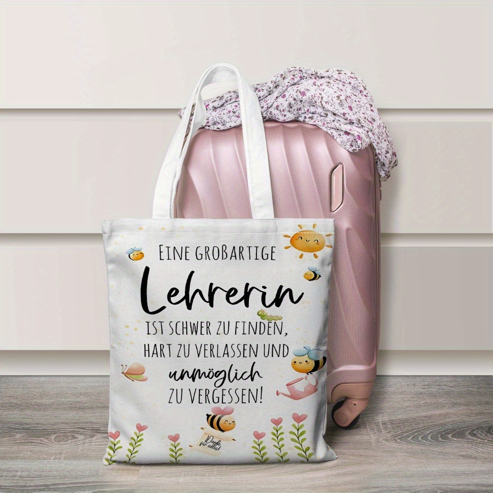 E-shop ., doppelseitiges Druckdesign. . Lehrertag Canvas Tragetasche - Niedliches deutsches Zitat-Design mit "Ich Schreibe Zum Verlassen" & "Du Willst