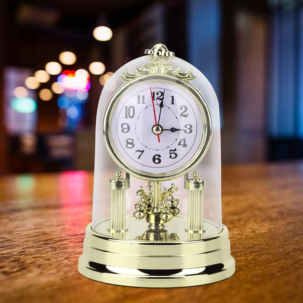 TEMU Kleine europäische Retro-Tischuhr | Goldene Retro-Heimdekoration, elegante Desktop-Dekoration für Arbeitszimmer, Büroregal, Kamin, klassisches