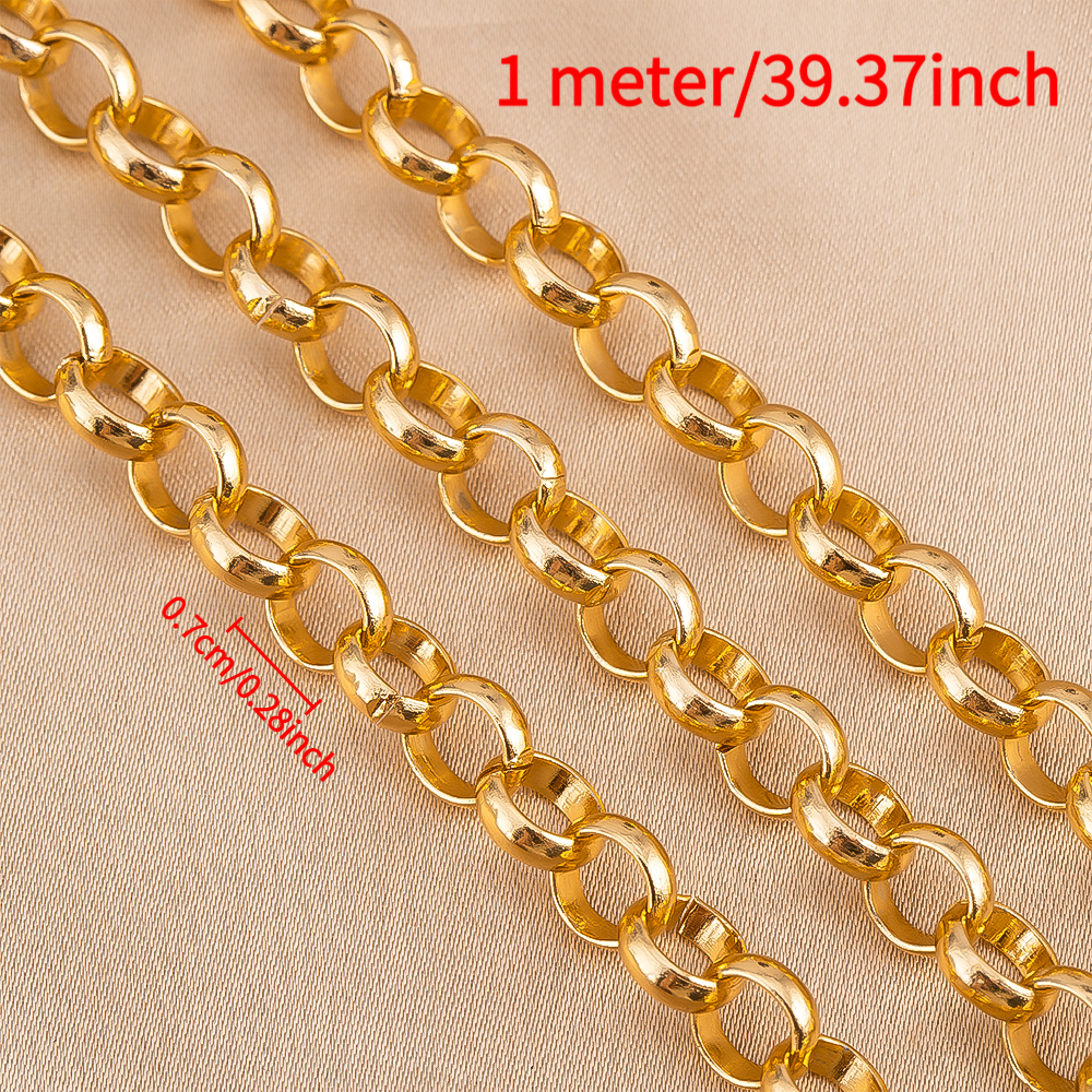 Image of 1 Meter O-chain - Making Supplies, Small O-ring Link Necklace & Bracelet Chain, & Flexible For Beads, Spacers, Charms Crafting - Homemade Jewelry Accessories For S &