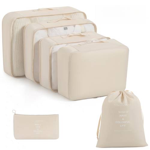 6pcs travel storage bag set including travel luggage storage bags laundry bags and suitcase storage bags with packaging design suitable for organizing travel accessories and essential for trips and vacations