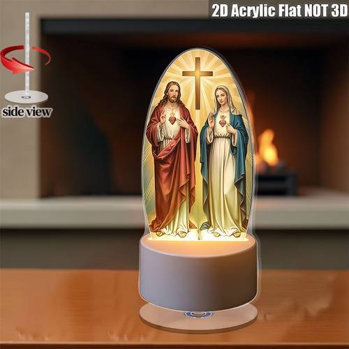 2d flat rotating religious acrylic ornament rotating image decoration suitable for church or office decor elegant commemorative gift rotating religious statue 2d flat design