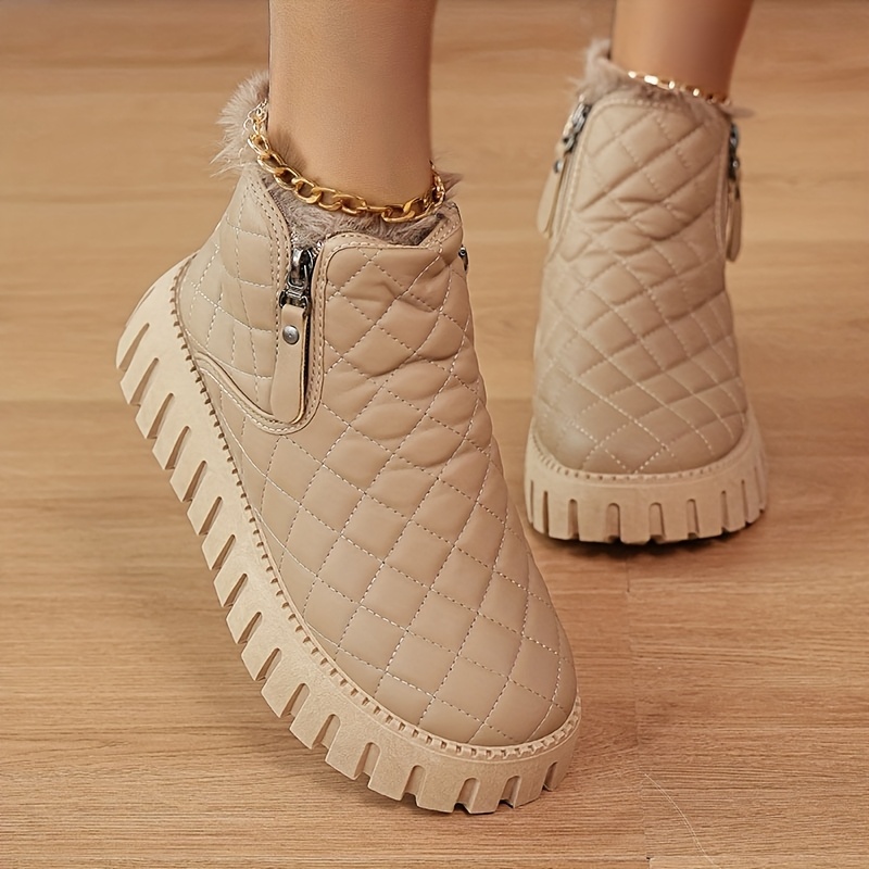 Women's Zip-Up Round-Toe Ankle Boots for Winter