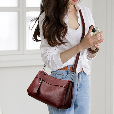 2025 summer new middle aged womens bag korean edition fashion single shoulder crossbody bag simple trendy mom bag   versatile tote bag adjustable strap zipper closure solid color Product details 7