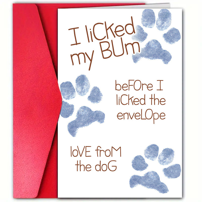 

1pc Humorous Dog Lover Birthday Card With Envelope, 12cm*18cm - "i Licked My Bum" Message, Ideal For Family & Friends, Brown With Design