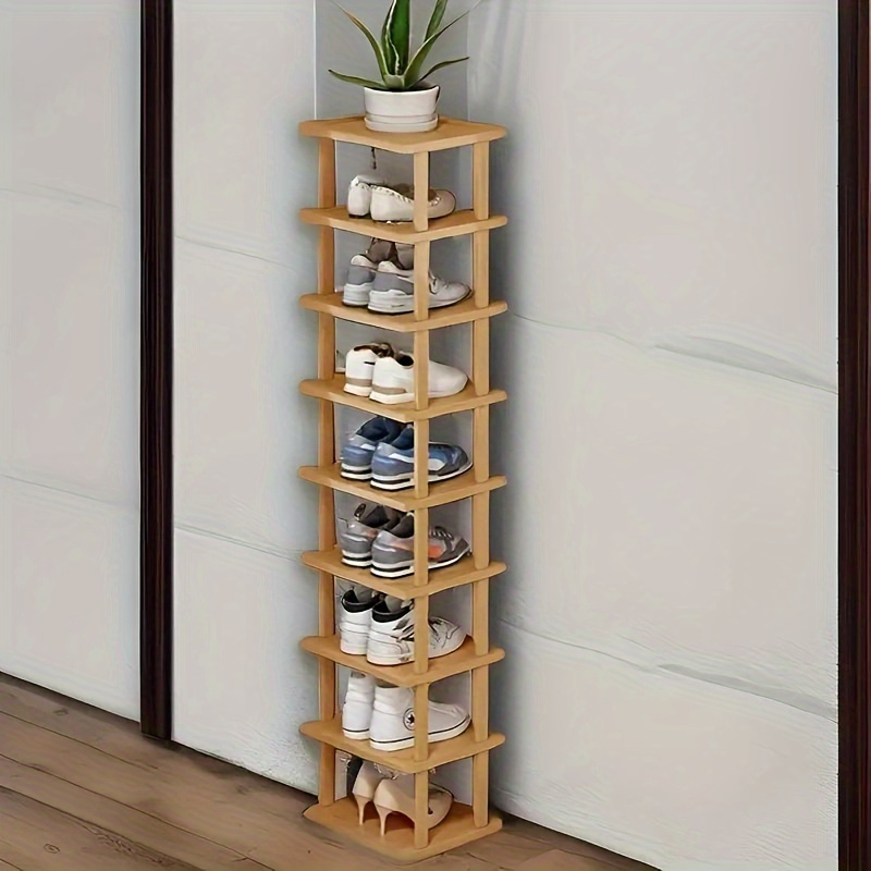 Zapatero De Bambú 4 Niveles Apilable - 26.9x11x25.2 Pulgadas, Resistente, Multiusos