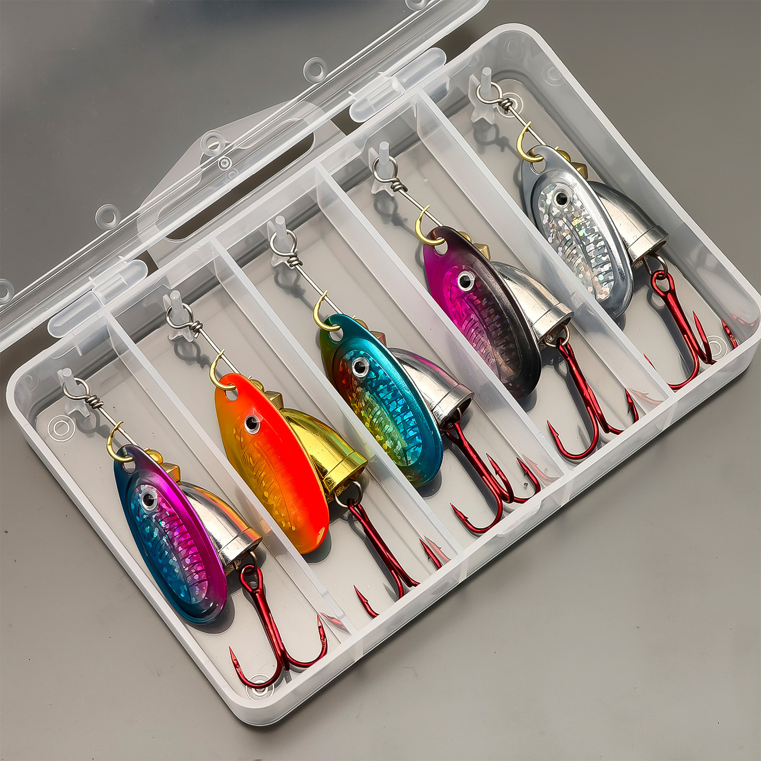 Image of Anfs 5pcs Copper Fishing Lures -spinner Spoon Bait Assorted Color With Lure Box, Ideal Fishing Gift For Angler