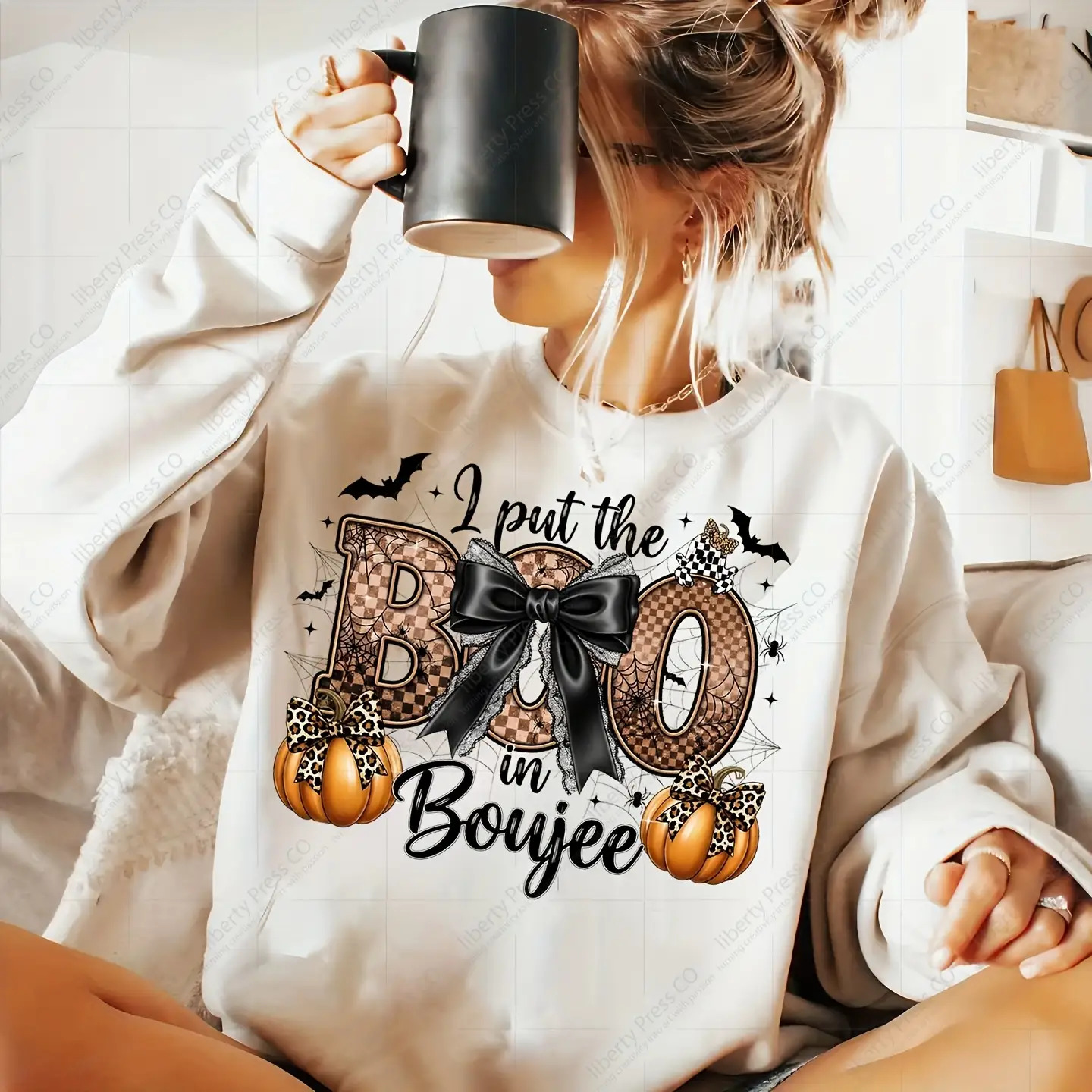 TEMU 4pcs Halloween Plaid Letter, Bow, And Pumpkin Set, Dtf Heat Transfer, Suitable For T-shirts And Bags, Washable And Durable Fabric Decoration,