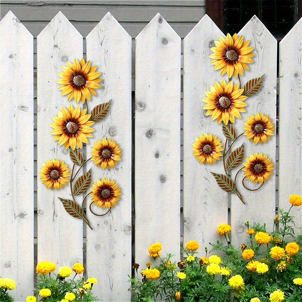 E-shop 2D-flach, 2er-Set 2D-flache Acryl-Sonnenblumen-Wanddeko für den Außenbereich, farbenfrohes Sonnenblumen-Acryl-Kunstwerk, geeignet für -