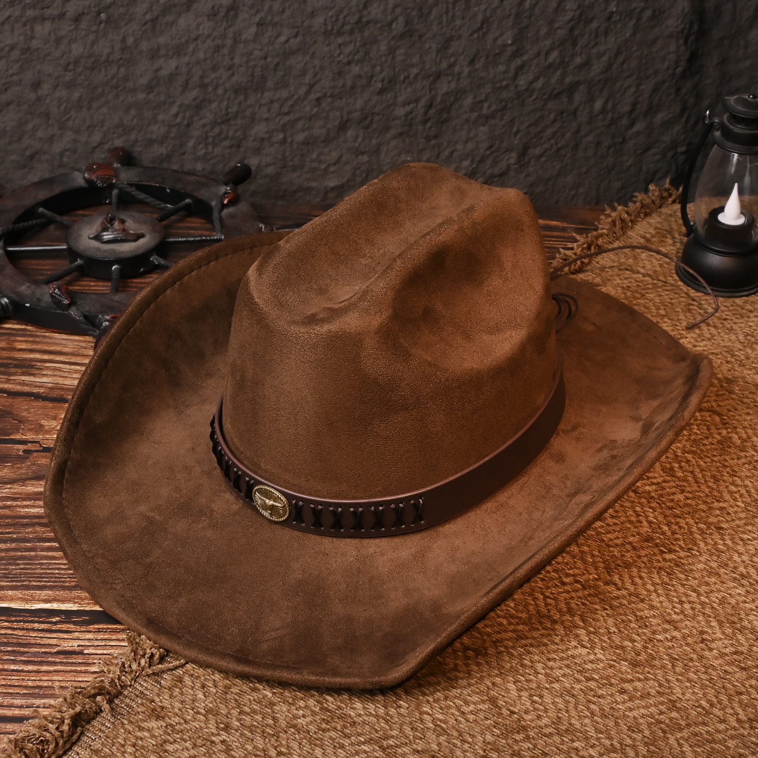 TEMU 1pc Solid Color Vintage Folded Brim Denim Hat With Simple Decoration, Outdoor Rural Universal Hat