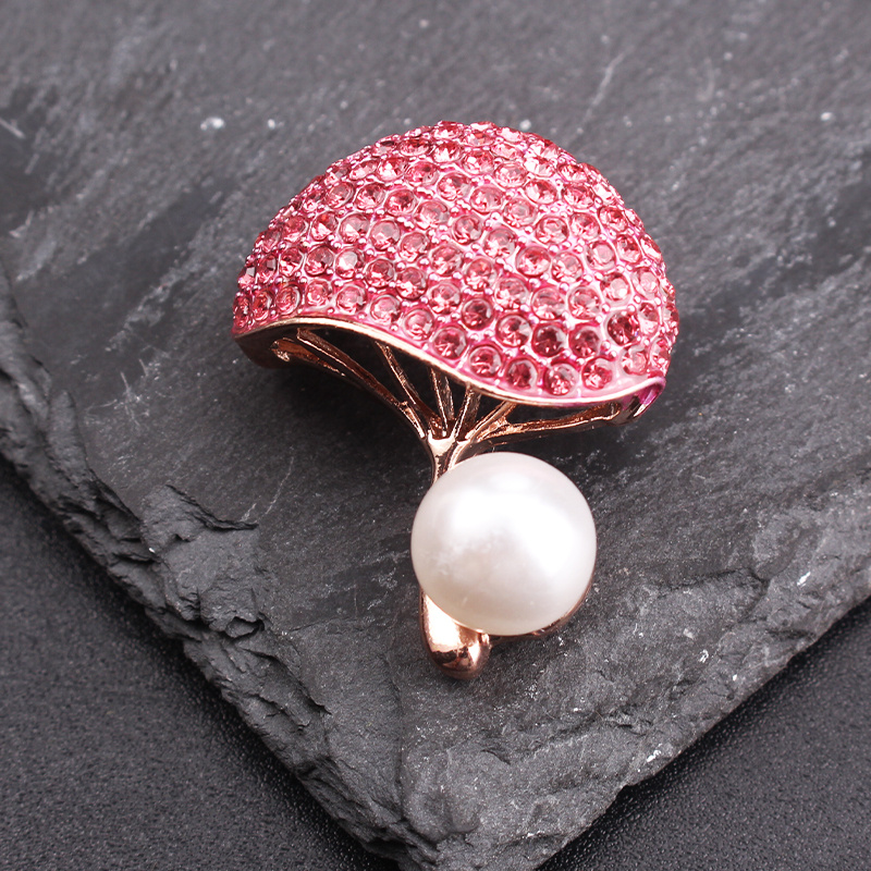 elegant statement chic vintage inspired mushroom brooch with sparkling rhinestones unique irregular shape   dresses sweaters details 2