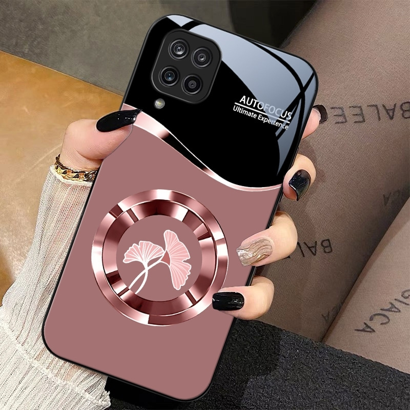 TEMU Custodia per telefono - Custodia in vetro per Galaxy A12 Nuovo vetro temperato -E Copertura completa Facile testo Anti-caduta Custodia in vetro