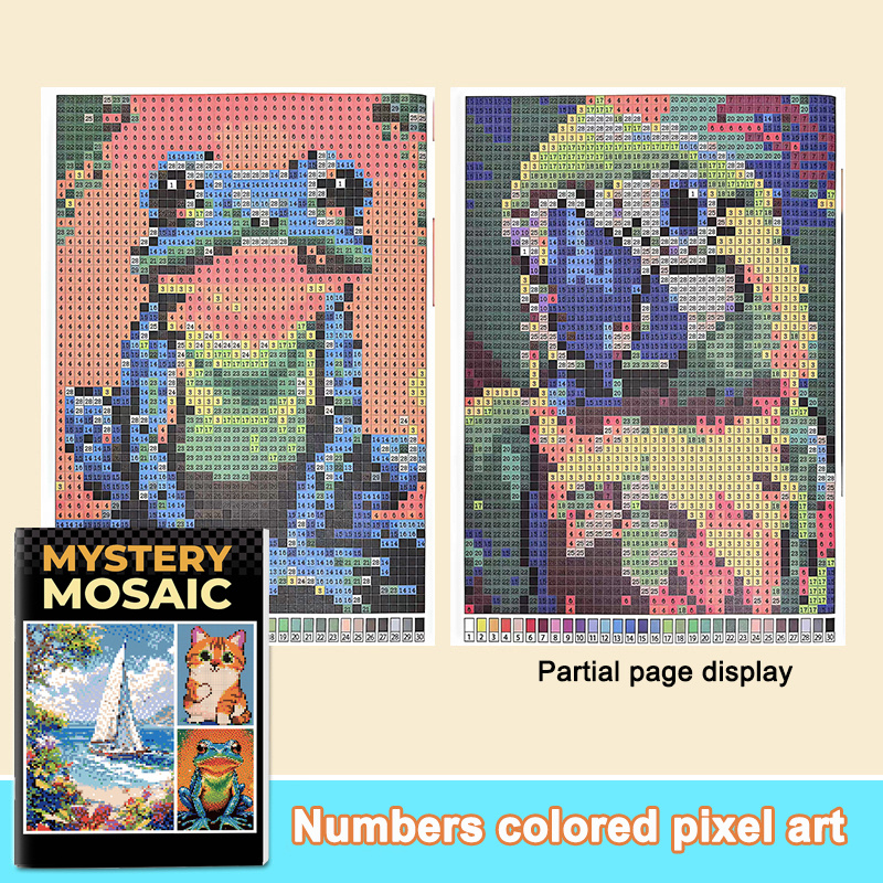 TEMU 40-page Adult Pixel Art Coloring Book, Mystery Numbers Coloring Book For Adults, 40 Different Patterns, Adult Stress-relief Activity With And