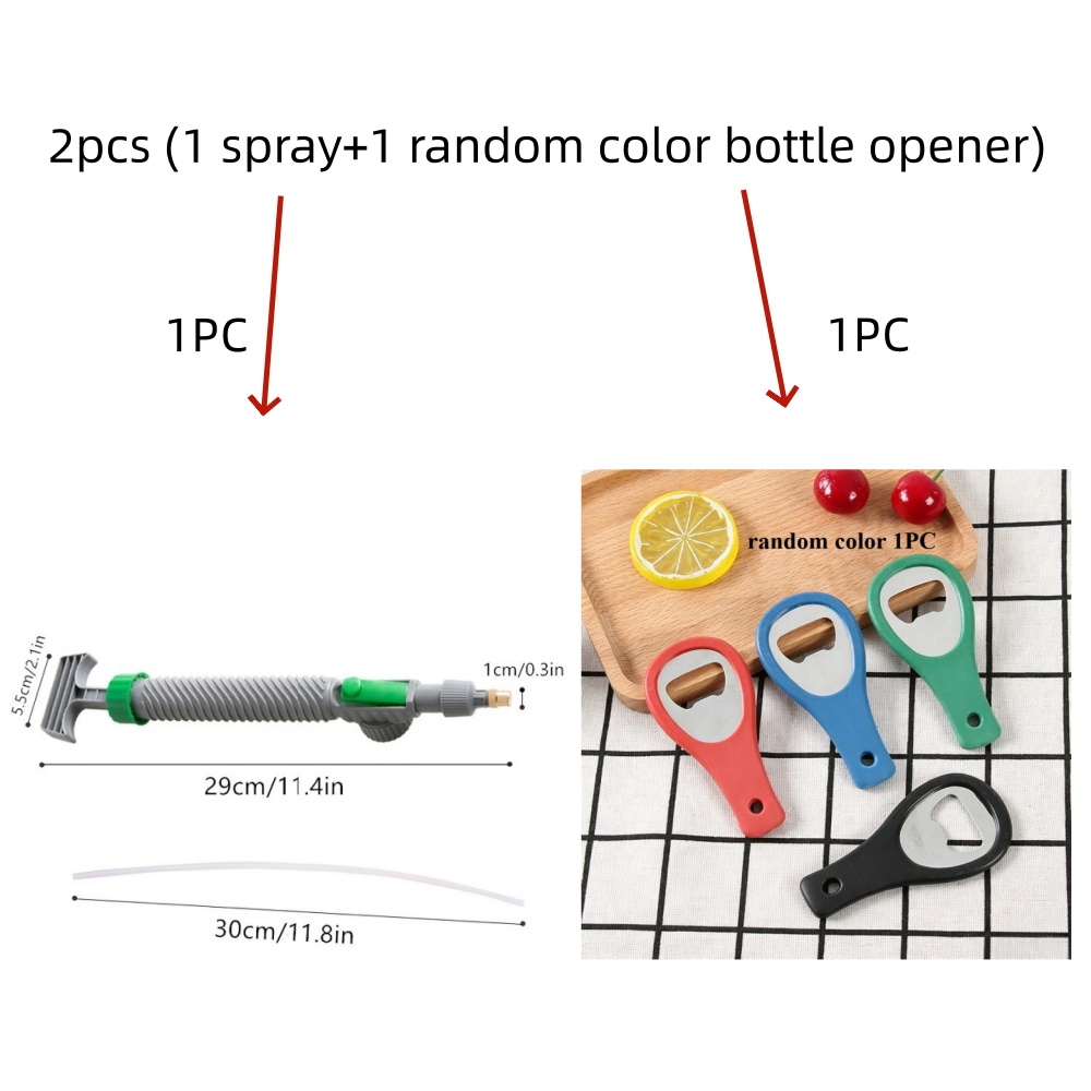 TEMU 2pcs (1 Spray+1 Random Color Bottle Opener) - Hand-held High-pressure Air With Adjustable Nozzle, Manual Hand-held High-pressure Spray Pump -