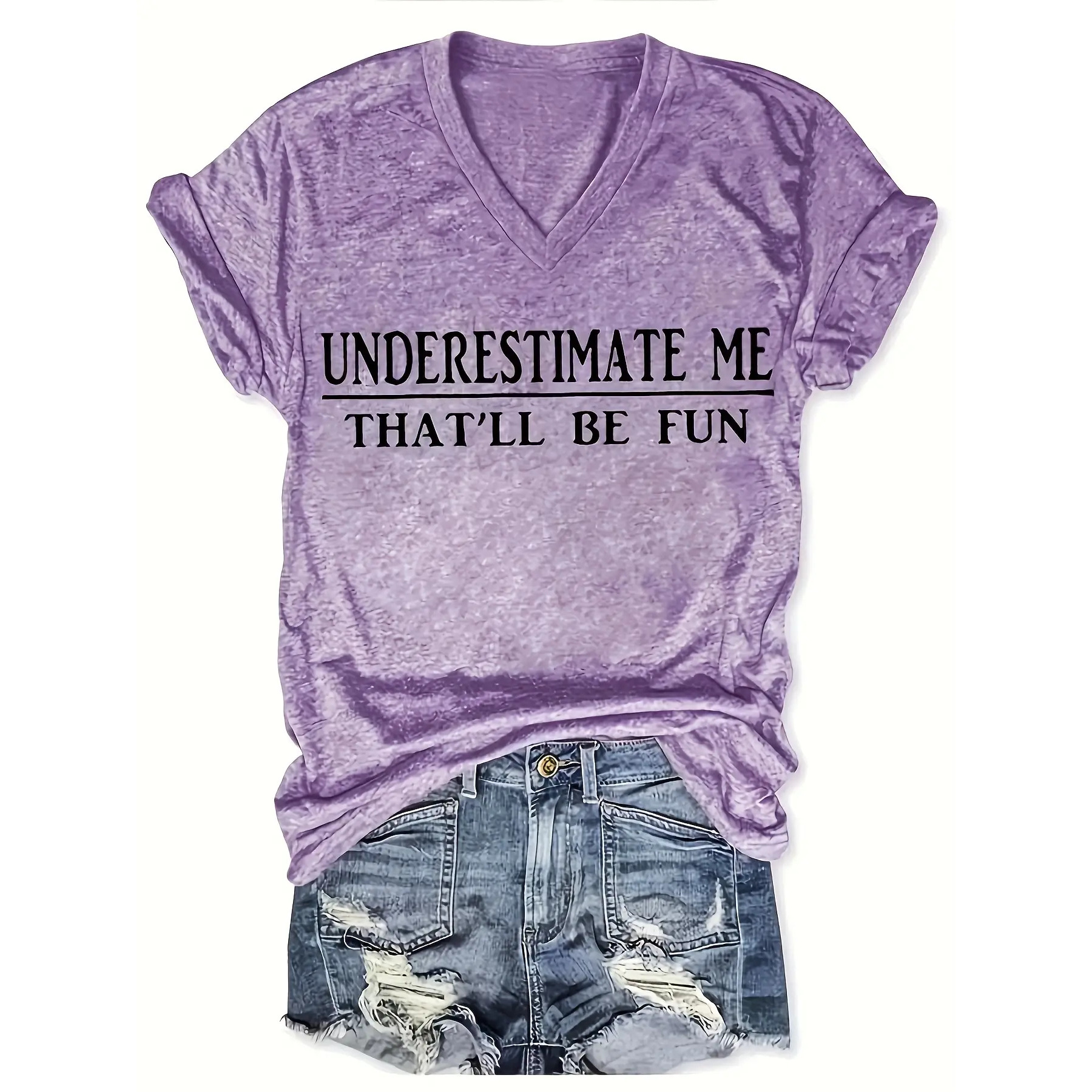 TEMU Women's V-neck Short Sleeve Casual Loose Top Base Short Sleeve T-shirt